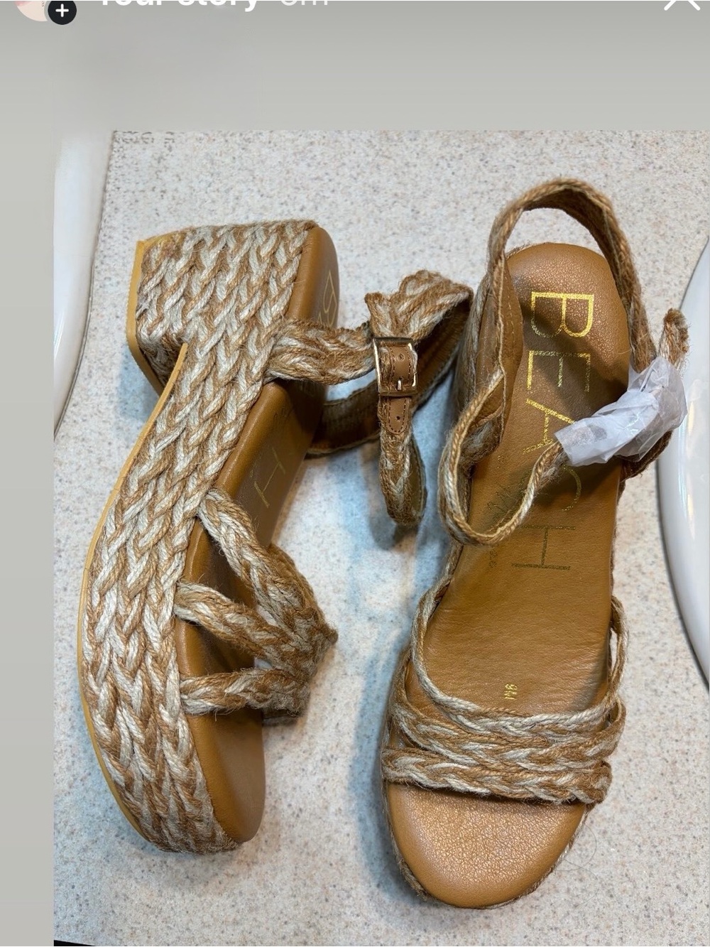 Beach Riot Braided Rope Platform Wedge Sandals — Brown